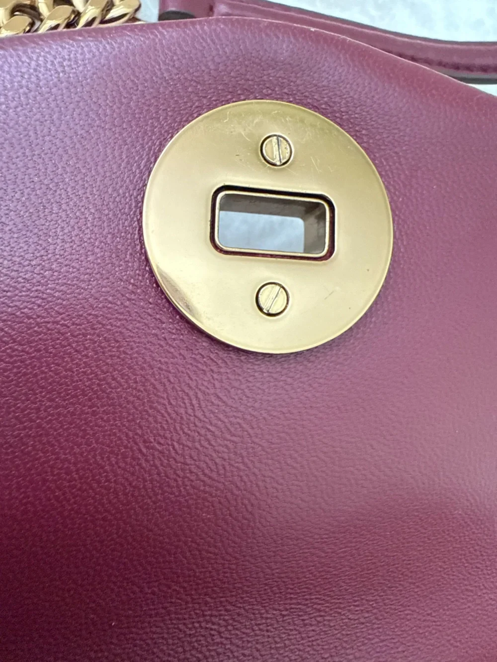 TORY BURCH Kira Chevron Quilted Leather Chain Strap Crossbody Bag in Burgundy